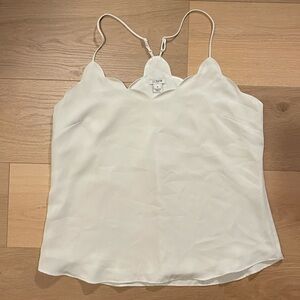 White Scallop V-neck Blouse